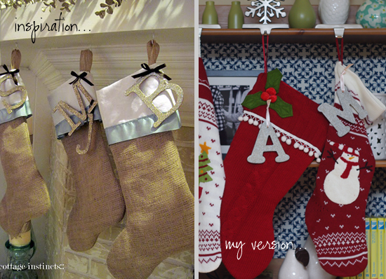 How To Make DIY Painted Christmas Stockings - Cottage style
