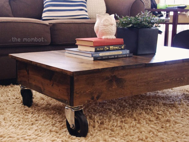 DIY factory coffee table cart | TheMombot.com
