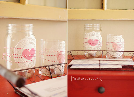doilies, doily candle holders, Valentine's Day | TheMombot.com