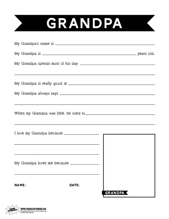free printable father's day questionnaires for grandpa | TheMombot.com